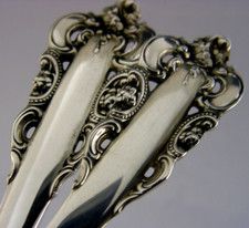 AMERICAN 68g GRANDE BAROQUE WALLACE STERLING SILVER PICKLE FORK & SPOON c1941