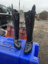 Ariat Capriole Size 5.5 Black Tall Long Riding Boots  Leather Full Lace