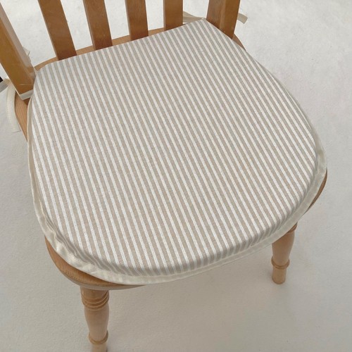 White beige ticking stripe - beige,