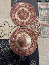 AVON COT  Thomas Hughes & Son Red White Platter Longport Staffordshire Set Of 2
