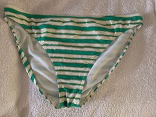 Tesco holiday shop White/green/gold striped  Bikini Briefs Size 18 BNWT