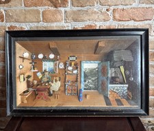 Vintage 3D Wooden Shadow Box Diorama German Black Forest Style Tavern 48x29x7 cm