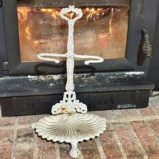 Victorian Shabby Chic White Painted Wrought Iron Soap Dish Towel Holder Vintage