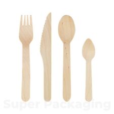Disposable Wooden Cutlery - Spoons Forks Knives Teaspoons - Parties Catering BBQ
