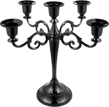 5-Candle Metal Candelabra 10.2 Inch Tall Candlestick Candle Holders, Black