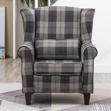 Checkered Armchair Wing Back