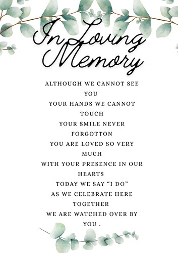 Wedding memorial table sign - wedding,