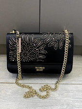 NEW BLACK VICTORIA'S SECRET LASER CUT FLORAL BOND STREET SHOULDER BAG