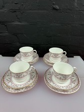 Royal Crown Derby Brittany A.1229 Tea Trios Cups Saucers Side Plates Set of 4