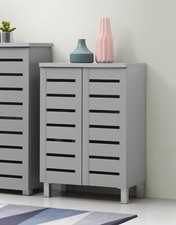 2 Door Shoe Cabinet Stand Rack Storage Cupboard Sideboard Console Hall Unit Grey