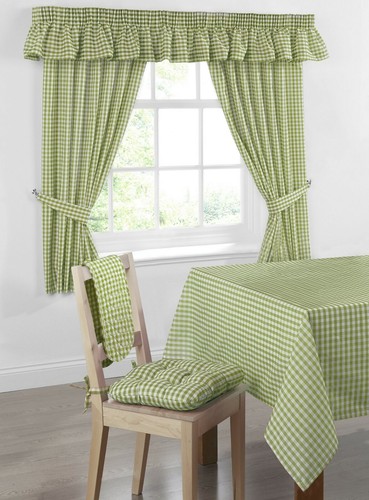 Gingham check curtains - gingham, kitchen