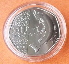 2023 King Charles Definitive Atlantic Salmon 50p BU Coin With Special Privy Mark