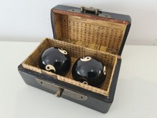 Vintage Boading Ying Yang Chiming Chinese Health Stress Balls in wooden box