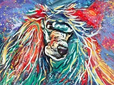 Colourful Wacky Standard Poodle Owner Wall Art Gift Idea Signed by Artist A4 A3