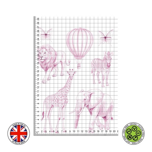 Pink safari animals - pink, toile