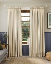 John Lewis Padstow Stripe Pair Lined Pencil Pleat Curtains 228 x 228cm Putty