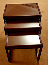 Next of 3 Coffee Tables - Glass topped, solid wood