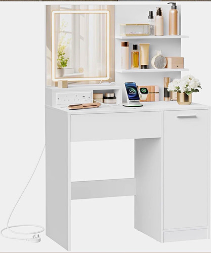 White vanity table with - white,