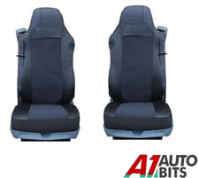 Pair of 2 Black Fabric Tailored Seat Covers For Scania G P R Series Rhd New