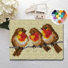 Latch Hook Kits Rug 3D Bird Pattern Printed Cartoon Crochet Needlework Crafts