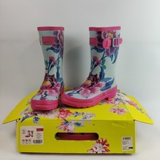 Joules Wellies Flower Pattern, Boxed Used Size Uk 3 Right As Rain Collection VGC