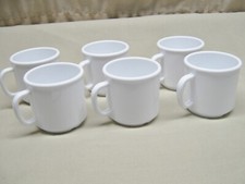 6 WHITE 10 OZ MELAMINE CUPS MUGS STACKABLE