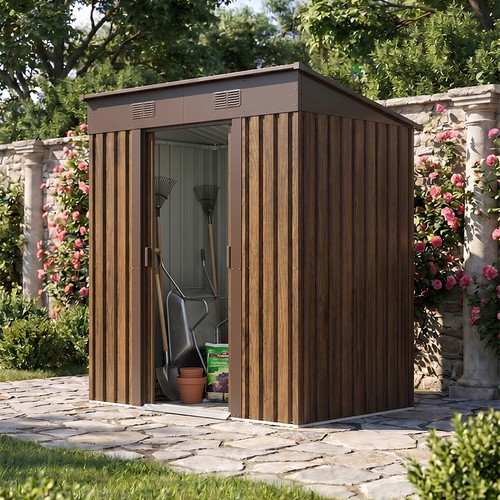 6x4ft brown wood effect metal - wood,