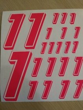 Fluorescent Pink W/Wht #1's  Racing Numbers Vinyl Decal Sheet 1/10-1/12 slash