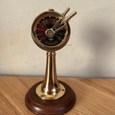 Vintage 6'' Solid Brass Ship Telegraph Engine Room Nautical Wooden Base Prop