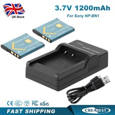 2x 1200mAh 3.7V NP-BN1 Battery & LCD Charger For Sony Cyber-Shot DSC-QX100 NPBN1
