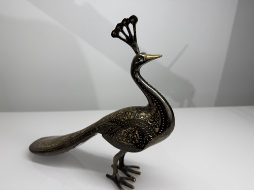 Vtg brass metal peacock - vtg,