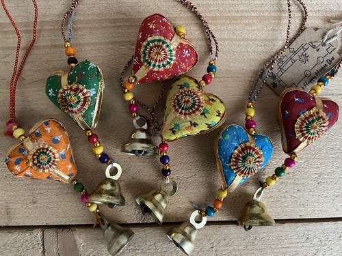 Handmade fabric heart hanging - fabric,