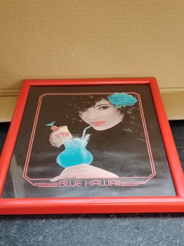Red framed pair signed 80s - pair, of