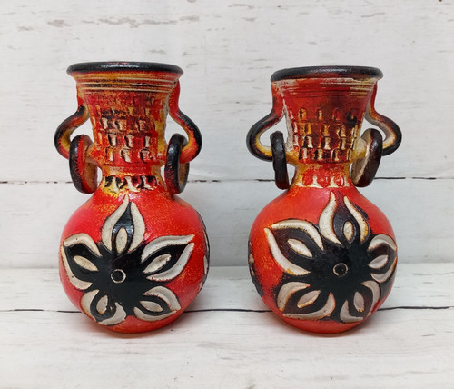 1960s red pottery vases - red, west