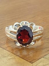 Gents  9ct Gold & Garnet Gypsy  Ring  ~  Size V.5 ~ 6g ~ Fabulous!!