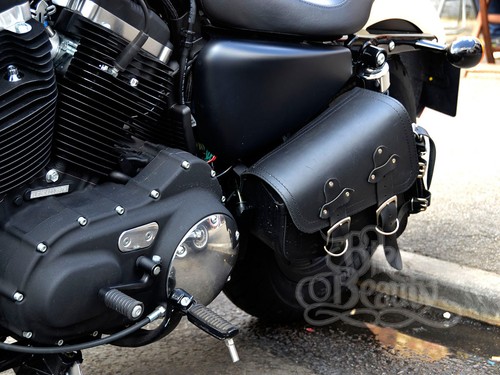 Black real leather single - black, left