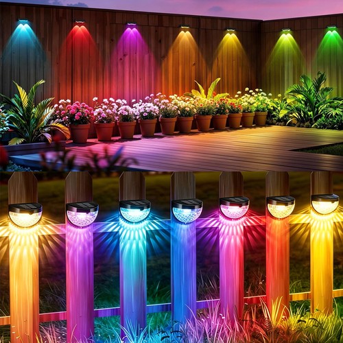 8pack colourful solar - colourful, fence
