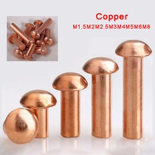 Solid Copper Round Head Rivets M1.5 M2 M2.5 M3 M4 M5 M6 M8 Copper Rivet Screws