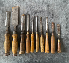 Vintage Chisels Lot Sorby Sheffield and Unbranded Wood Carving Chisel Set of 10