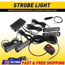 4X 6 LED Amber Recovery Strobe Marker Light Flashing Lamps Bar Beacon Car 12V