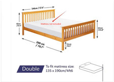 4'6" Double Solid Pine Wood Platform Bed Frame High End Bed