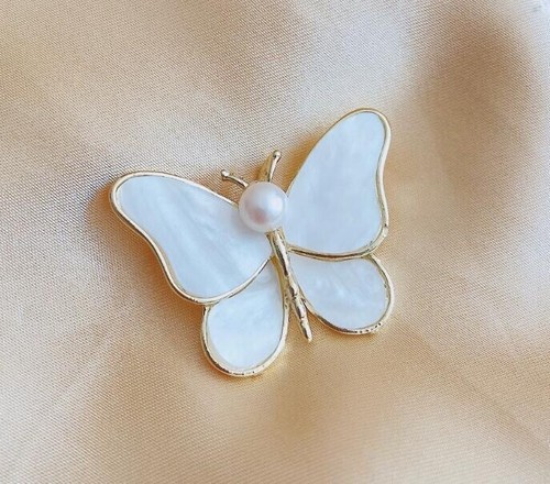 Fashion pearl butterfly - pearl, brooch