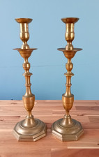 Tall Heavy Pair Antique Brass