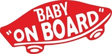Red Funny Baby On Board Surf