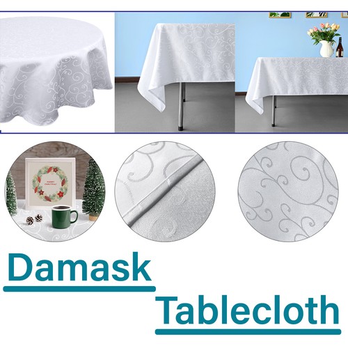 Damask table cover cloth white - damask,