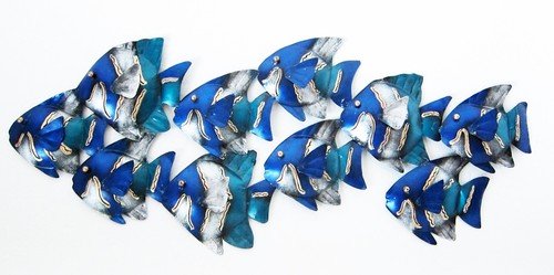 School blue fish metal wall - fish,