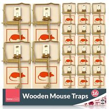 16-24pk Wooden Mouse Traps Traditional Mice Rodent Pest Control Trap Reusable