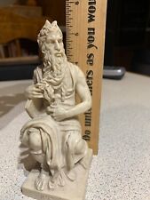 Vintage A. SANTINI Marble Bible Hero Moses Statue Sitting Stone Biblical Prophet