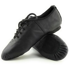 Jazz shoes Black Leather Split sole Modern Stage Dance Lace up Kids & Girls