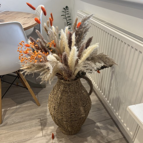 Rattan woven vase tall floor - woven,